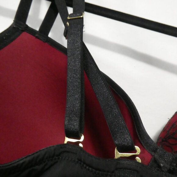 AG - ASHLEY GRAHAM | 40 DDD | Burgundy & Black Lace Detail Bra | Double Straps - Picture 13 of 16